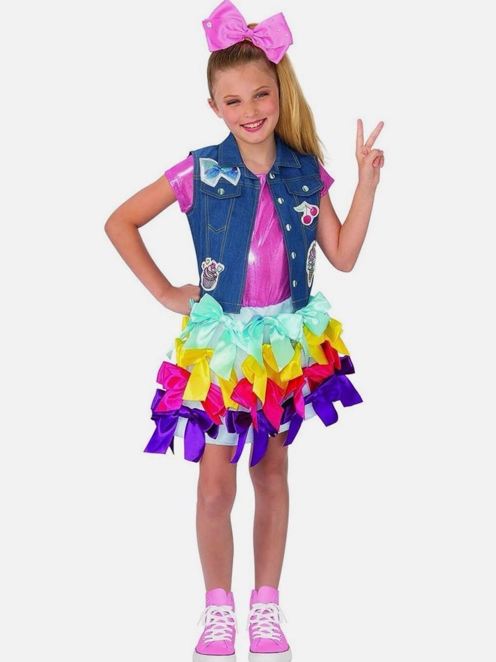 Rubie's JoJo Siwa Costume Pink Blue Yellow Dress & Vest Set